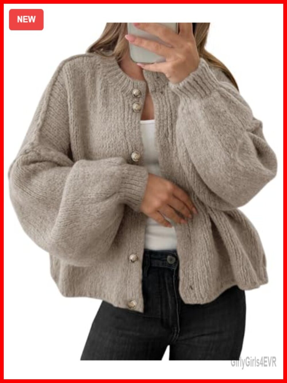 Oversized Chunky Knit Button Down Cardigan Long Sleeve Slouchy Sweater Coat